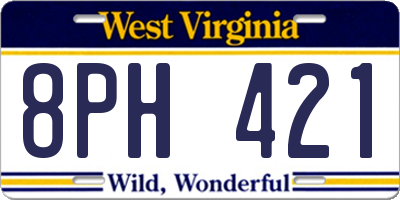 WV license plate 8PH421