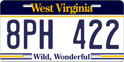 WV license plate 8PH422