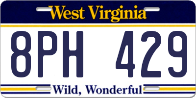 WV license plate 8PH429