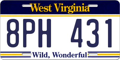 WV license plate 8PH431