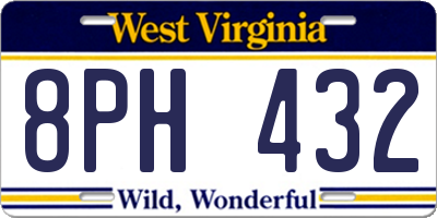 WV license plate 8PH432