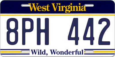 WV license plate 8PH442