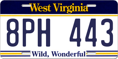 WV license plate 8PH443