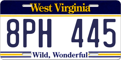 WV license plate 8PH445