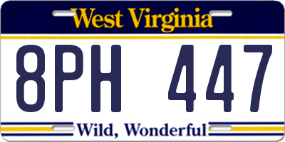 WV license plate 8PH447