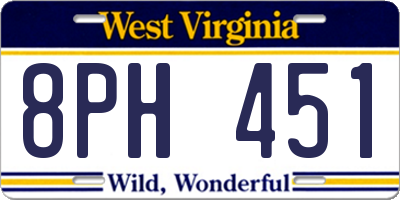 WV license plate 8PH451