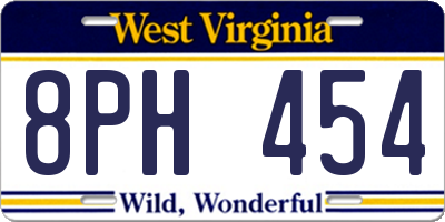 WV license plate 8PH454