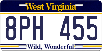 WV license plate 8PH455