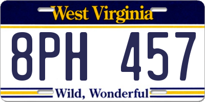 WV license plate 8PH457