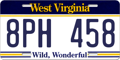 WV license plate 8PH458