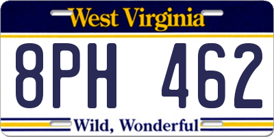 WV license plate 8PH462