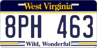 WV license plate 8PH463