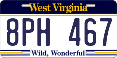 WV license plate 8PH467