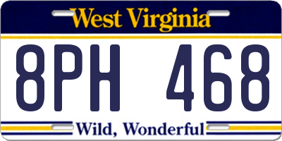 WV license plate 8PH468