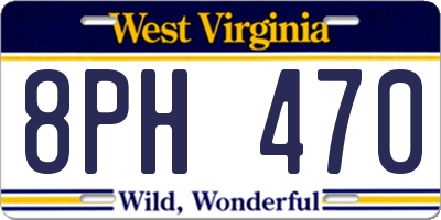 WV license plate 8PH470