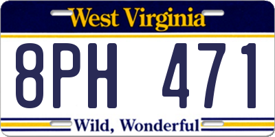 WV license plate 8PH471