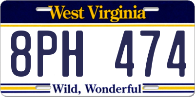 WV license plate 8PH474