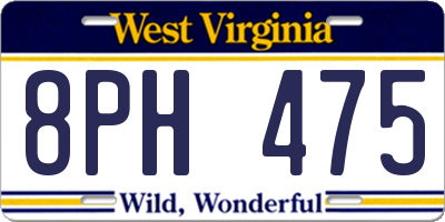 WV license plate 8PH475