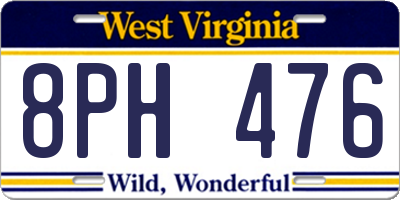 WV license plate 8PH476