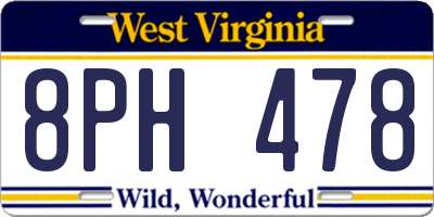 WV license plate 8PH478