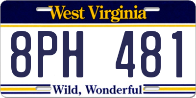 WV license plate 8PH481