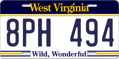 WV license plate 8PH494