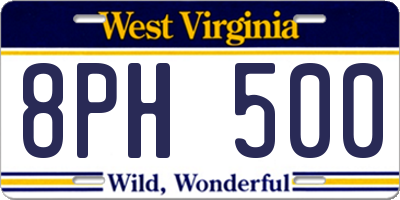 WV license plate 8PH500