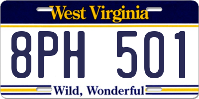 WV license plate 8PH501