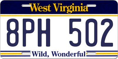 WV license plate 8PH502