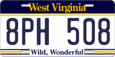 WV license plate 8PH508