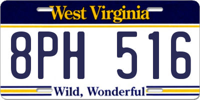 WV license plate 8PH516