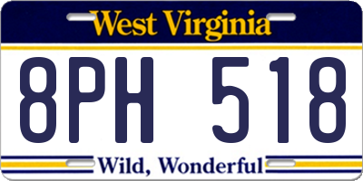 WV license plate 8PH518