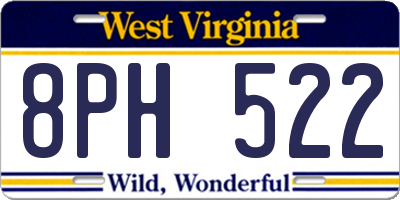 WV license plate 8PH522
