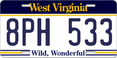 WV license plate 8PH533
