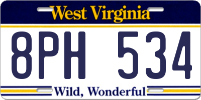 WV license plate 8PH534