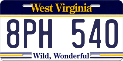 WV license plate 8PH540