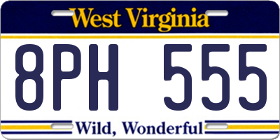 WV license plate 8PH555