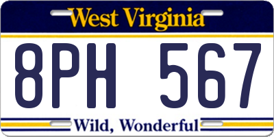 WV license plate 8PH567