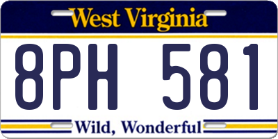WV license plate 8PH581