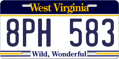 WV license plate 8PH583