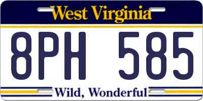 WV license plate 8PH585