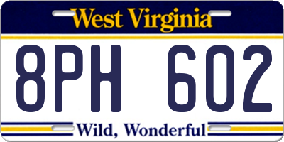 WV license plate 8PH602