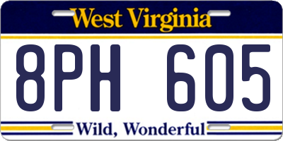 WV license plate 8PH605