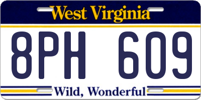 WV license plate 8PH609