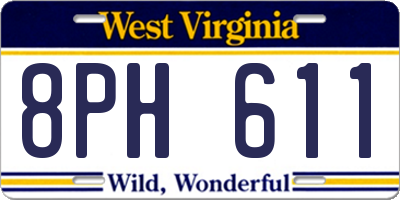WV license plate 8PH611