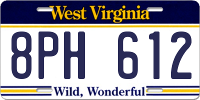 WV license plate 8PH612