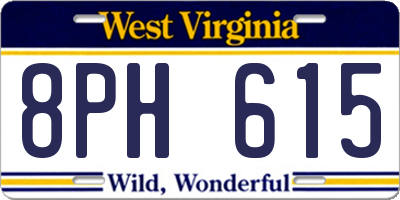 WV license plate 8PH615
