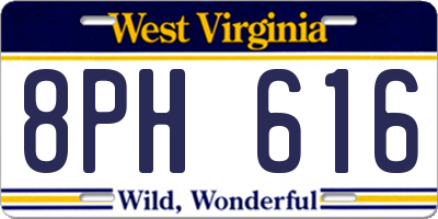 WV license plate 8PH616