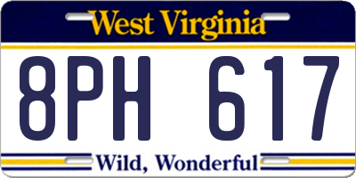 WV license plate 8PH617