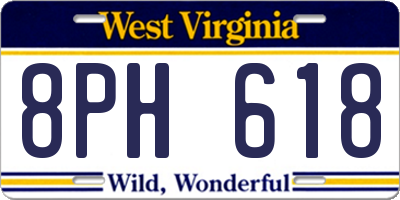 WV license plate 8PH618